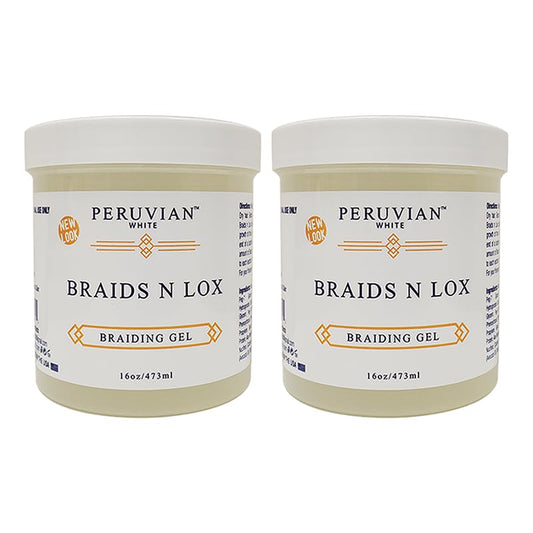 Peruvian white Braids N Lox Braiding Gel, 16 oz. (Pack of 2)
