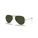 Ray-Ban Unisex Sunglasses Arista Gold Frame, G-15 Green Lenses, 58MM