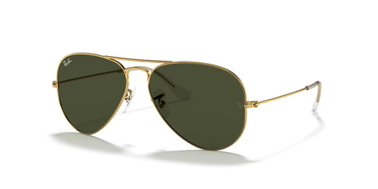 Ray-Ban Unisex Sunglasses Arista Gold Frame, G-15 Green Lenses, 58MM