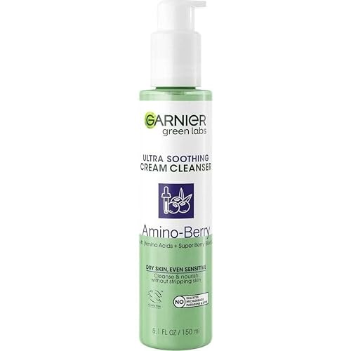 Garnier Green Labs Amino-Berry Soft Gentle Facial Cream Cleanser Hydrates and Soothes Skin, 5.07 fl oz