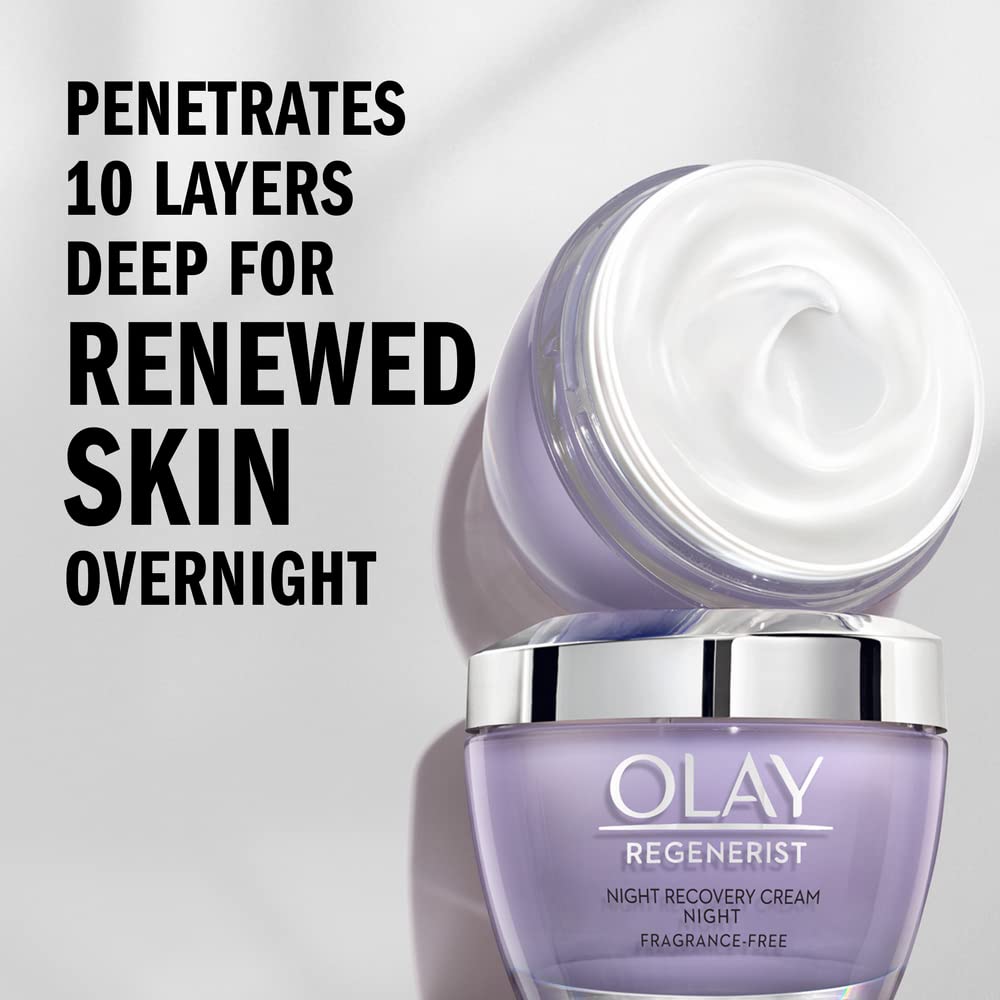 Olay Regenerist Night Recovery Cream Face Moisturizer, 1.7 Oz + Whip Face Moisturizer Travel/Trial Size Gift Set
