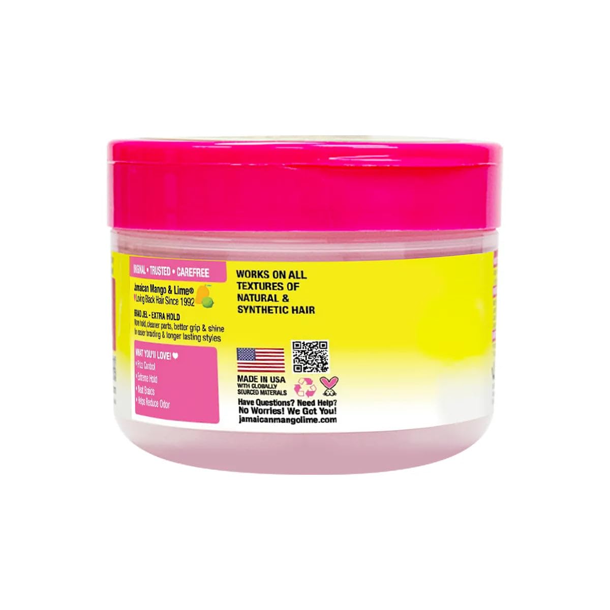 Jamaican Mango & Lime Braids Your Way Extra Hold & Easy Braid Jel - Non-Flaking Gel for Braids, Twists & Locs - Smooths Edges, Controls Frizz, Adds