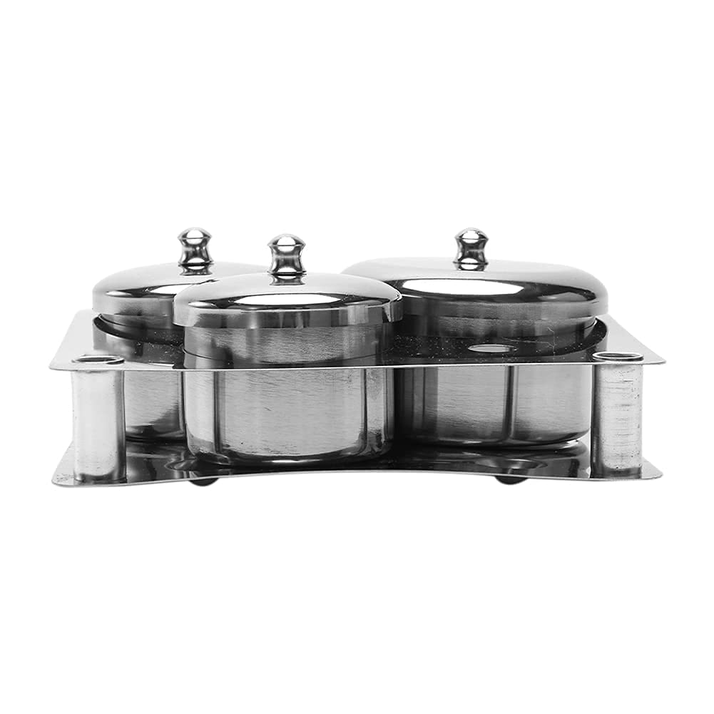 3PCS Professional Stainless Steel Acrylic Nail Tips Cup Dappen Dish Liquid Powder Holder Container Nail Art Equipment Tools (Silver)