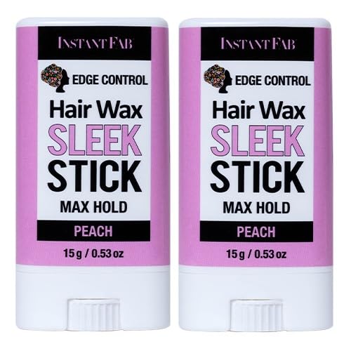 STUDIO LIMITED Edge Control Hair Wax Sleek Max Hold Styling Pomade, Non-greasy Coconut Scented Hair Wax (Peach, 2-Pack)
