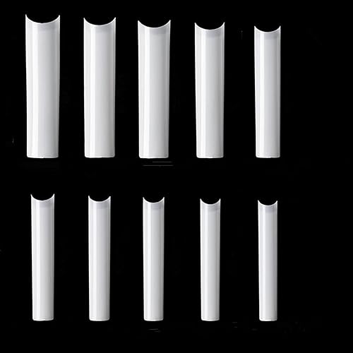 Yimart 500pcs No C Curve XXXL Square Straight False Nail Tips - Half Cover Clear Natural Extra Long Fake Nails (Skin color)