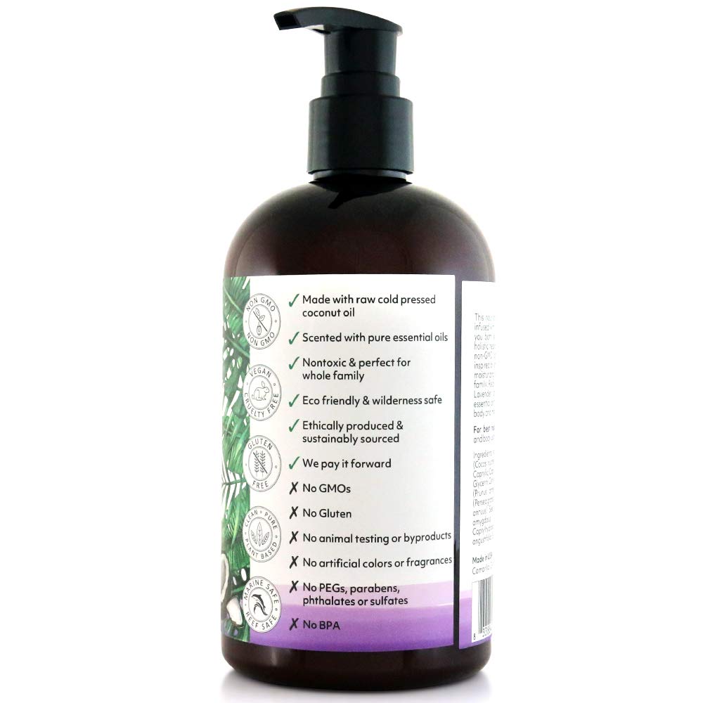 Coco Fiji Face & Body Lotion Infused With Coconut Oil | Lotion for Dry Skin | Moisturizer Face Cream & Massage Lotion for Women & Men | Lavender 12