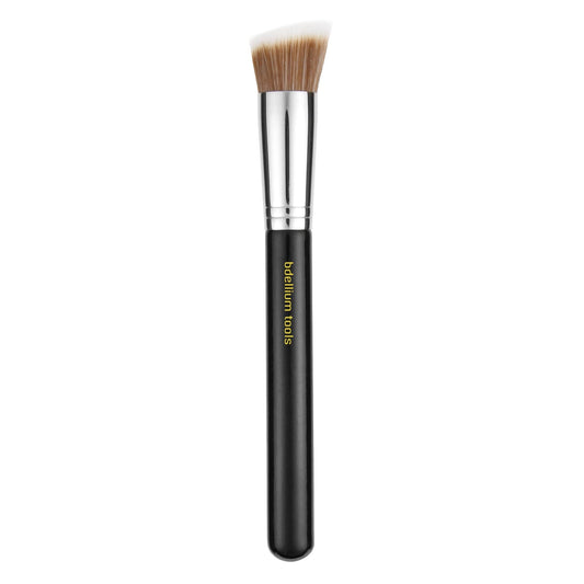 Bdellium Tools Professional Makeup Brush - Maestro Series 954 Duet Fiber Slanted Kabuki - With Soft Synthetic Fibers, For Stippling, Buffing, Blending