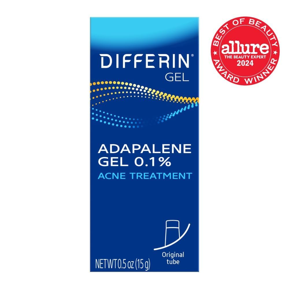 Differin Acne Treatment Gel, 30 Day Supply, Retinoid Treatment for Face with 0.1% Adapalene, Gentle Skin Care for Acne Prone Sensitive Skin, 15g Tube Beauty and Personal Care Differin