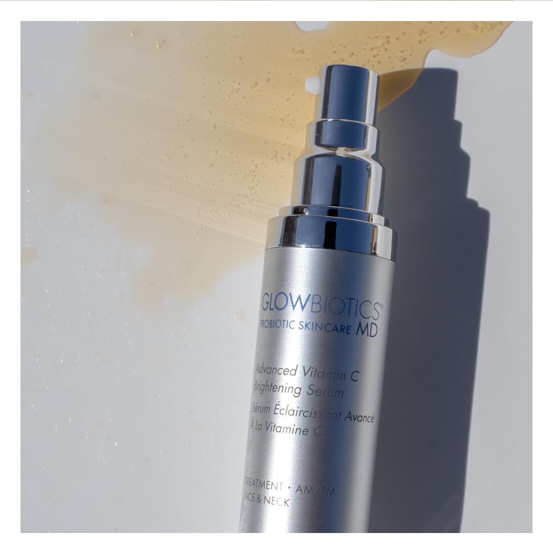 Glowbiotics Advanced Vitamin C Brightening Serum with Probiotics & Hyaluronic Acid - Collagen Boost, Reduces Wrinkles & Dark Spots, Evens Tone