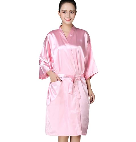 KAHOT Salon Client Gown Robe Cape Imitation Silk Hair Color Barber Smock Kimono Style Hairdressing Dress Beauty SPA Hotel Bathrobe Guest Clothes