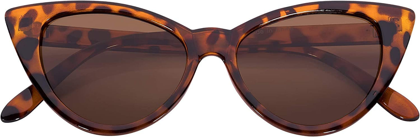 OWL Cateye Sunglasses for Women Vintage Retro Sunnies Leopard Frame Brown Lens