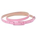 Selighting Women's Solid Color Faux Leather Skinny Belts for Dresses (One Size, Pink)