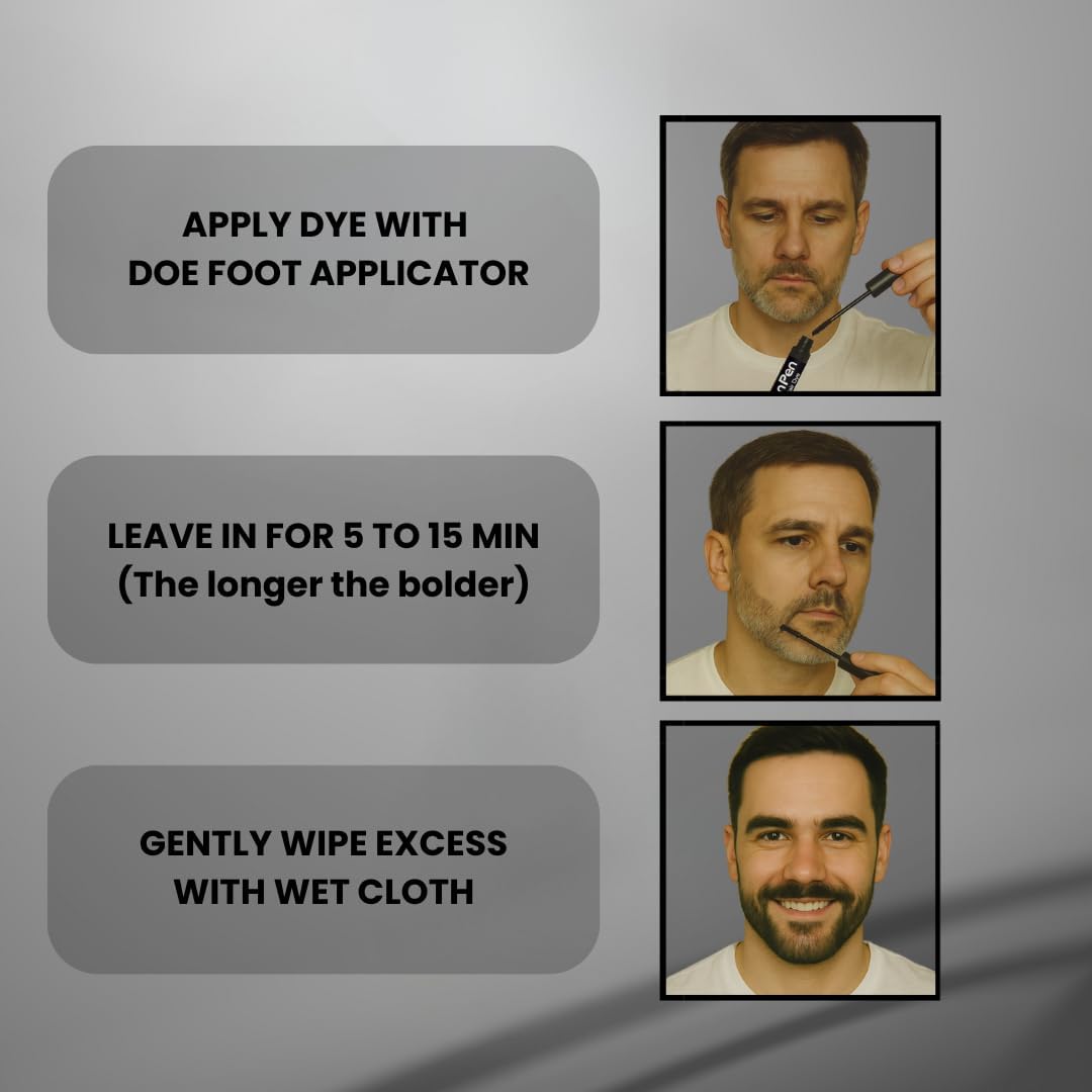 The Men Pen Eyebrow & Beard Dye | Natural Long-Lasting Touch-Up Color for Hair | Brown