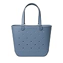 Simple Modern Extra-Large Beach Bag | Waterproof Getaway Rubber Tote with Zipper Pocket for Travel, Pool, Boat, Groceries, Sports | Blue Dune