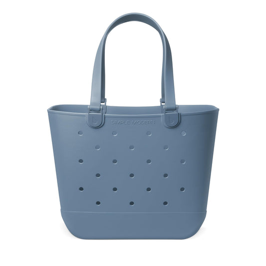 Simple Modern Extra-Large Beach Bag | Waterproof Getaway Rubber Tote with Zipper Pocket for Travel, Pool, Boat, Groceries, Sports | Blue Dune Fashion Simple Modern