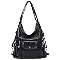 YOUNXSL Convertible Backpack Purse for Women PU Leahter Handbag Fashion Hobo Multiple Pockets Tote Satchel Shoulder Bag Black