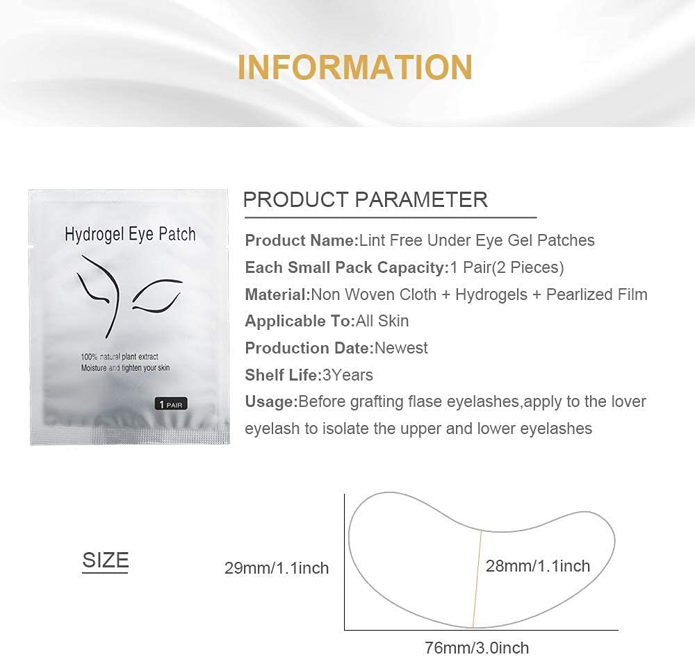 Chargenyang Eyelash Extension Gel Patches Kit Under Eye Gel Pads Eyelash Extension Pads Lint Free False Eyelash Lash Extension Makeup Eye Gel Patches