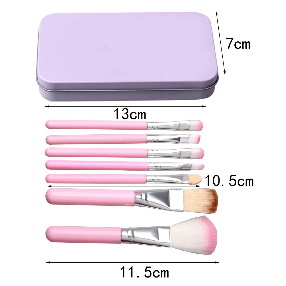 Pimoys Children Makeup Brushes, 7Pcs Makeup Brush Set Foundation Eyebrow Eyeliner Brush Cosmetic Concealer Brushes for Kids Girls, Women trave - Pink