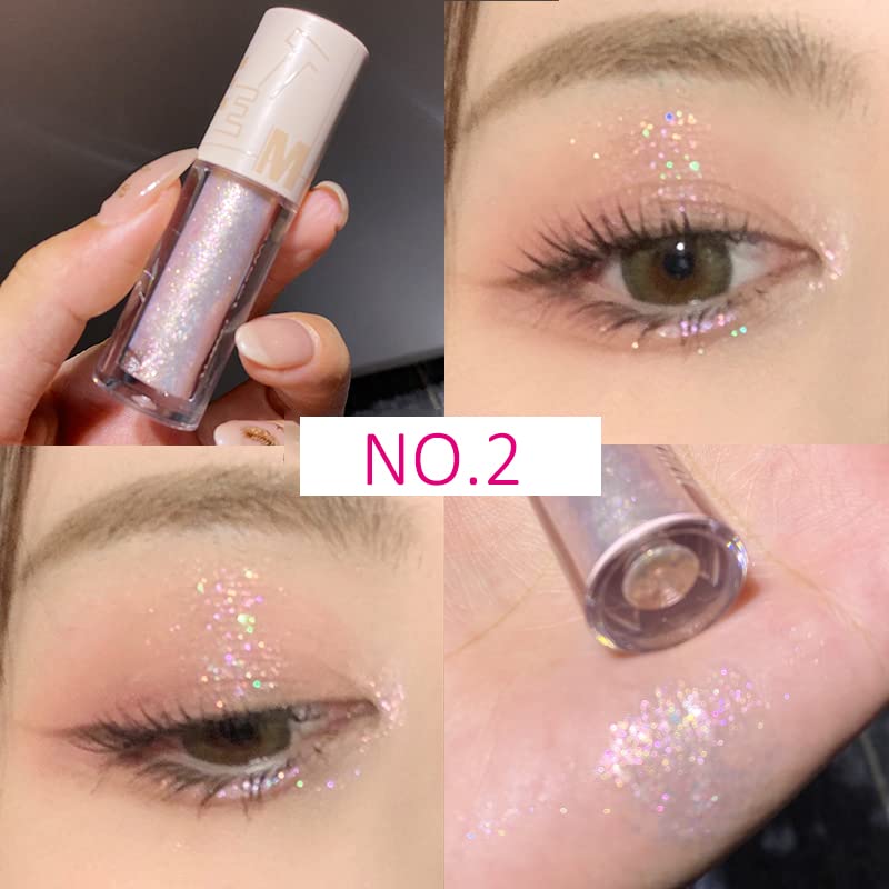 Aolailiya 5pcs Liquid Glitter Eyeshadow set- Sparkling Metallic High Pigmented Glitter Eye Shadow Korean Crystals Makeup, Quick Drying Long Lasting