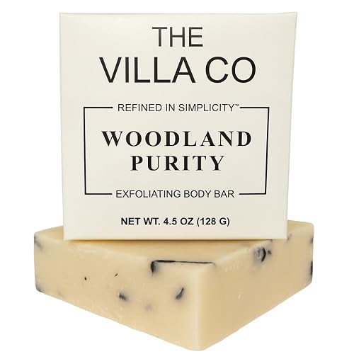 The Villa Co - Woodland Purity | 4.5oz Exfoliating Body Bar for Men | Artisan Made in USA | Natural Ingredients | Activated Charcoal Beauty & Personal Care The Villa Co