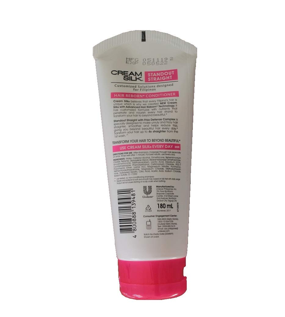 Lot of 2 Cream Silk Conditioner Standout Straight for Straighter Hair Creamsilk 180ml