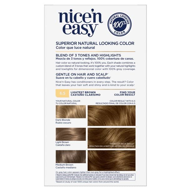 Clairol Nice 'n Easy Permanent Color 6.5 Natural Lightest Brown 1 ea (Pack of 3)
