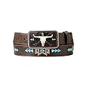 ARIAT Women's Cow Skull Arrows Motif Belt, Dark Brown, X-Large
