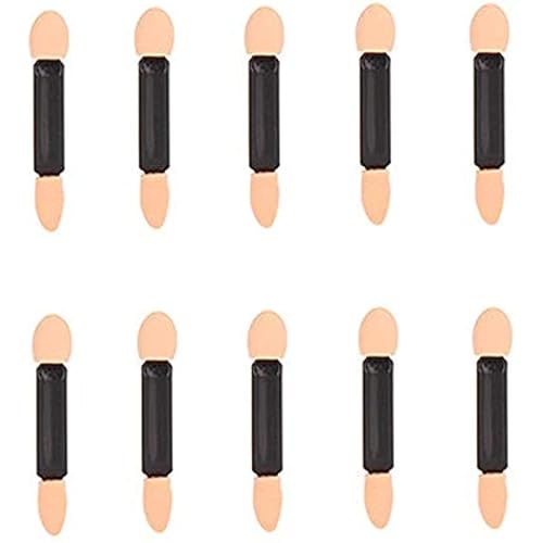 10Pcs Black Disposable Double Ended Eyeshadow Brush Sponge Tipped Oval Eyeshadow Applicator Black and Creative Beautiful Makeup Tools Girls Lady Women