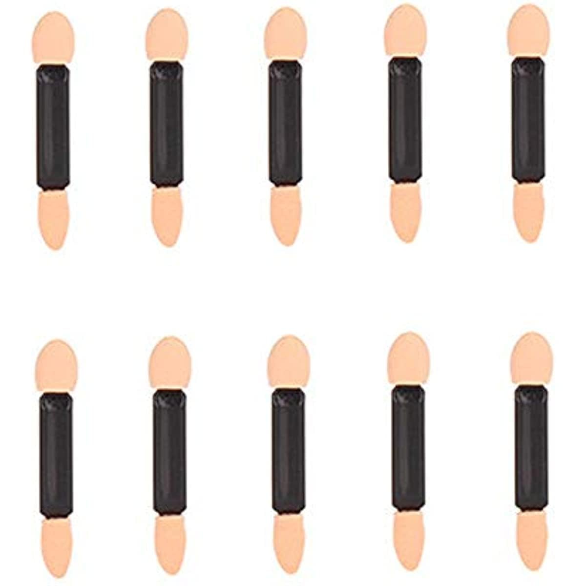 10Pcs Black Disposable Double Ended Eyeshadow Brush Sponge Tipped Oval Eyeshadow Applicator Black and Creative Beautiful Makeup Tools Girls Lady Women