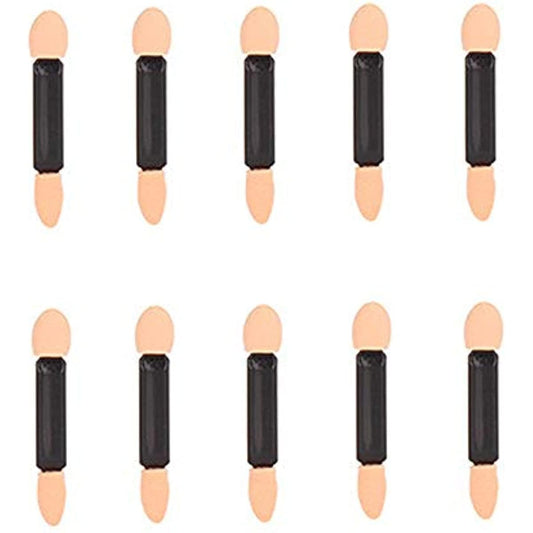 10Pcs Black Disposable Double Ended Eyeshadow Brush Sponge Tipped Oval Eyeshadow Applicator Black and Creative Beautiful Makeup Tools Girls Lady Women