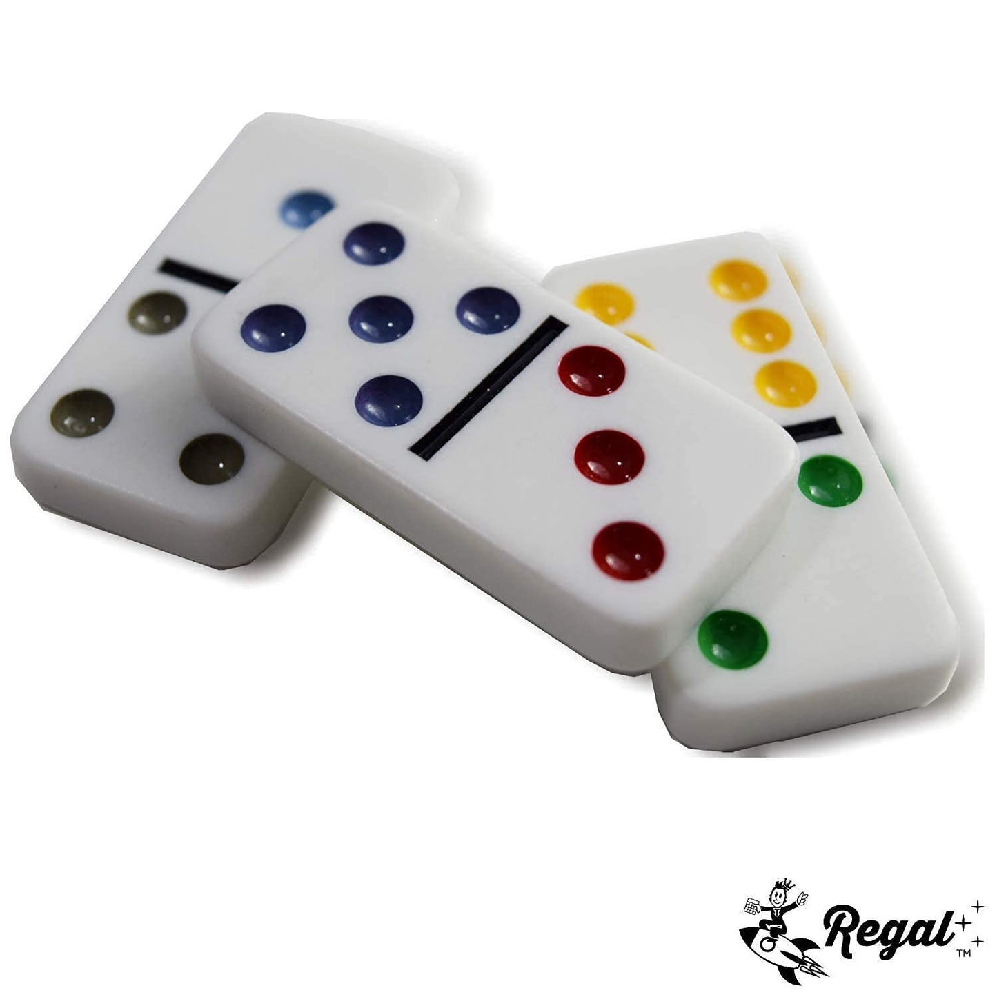 Regal Games Double 6 Dominoes Set for Adults & Kids - Classic Domino Game with 28 Tiles Colored Dots - 2 or 4 Player Games & Ideal for Family Fun…