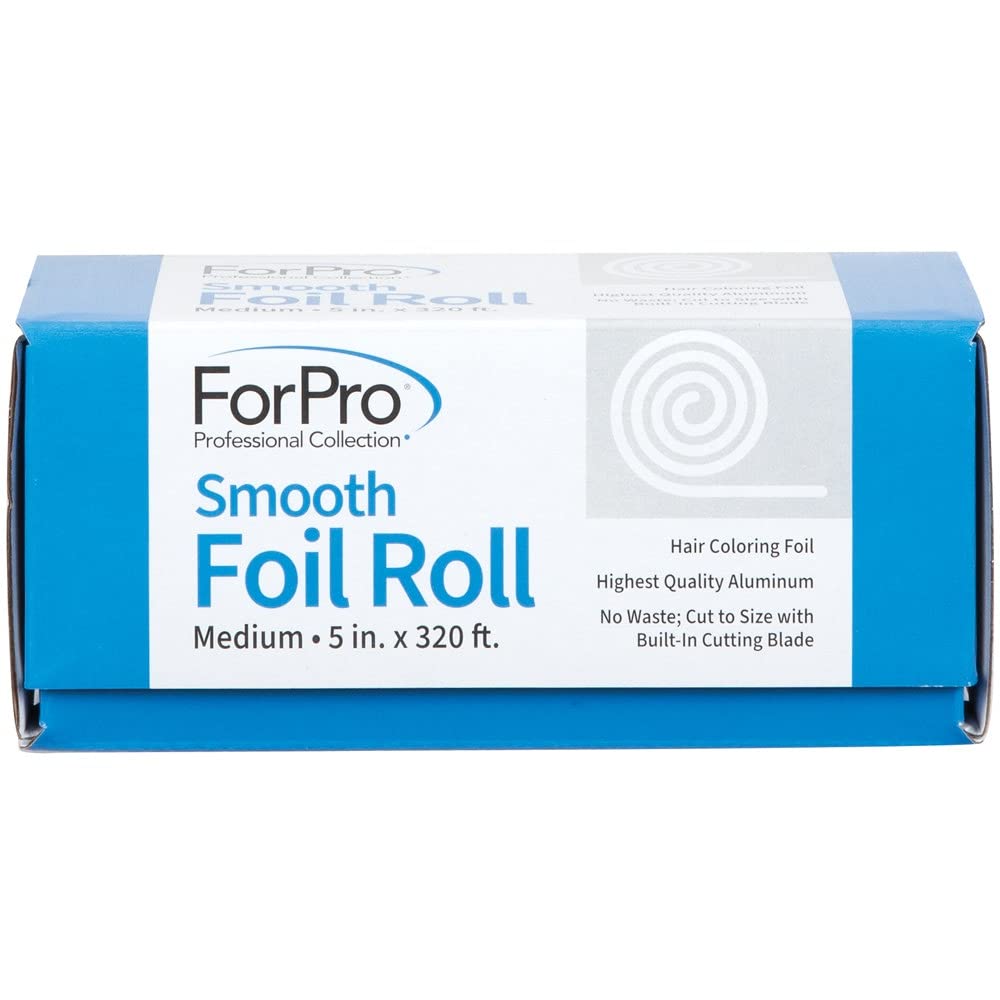 ForPro Professional Collection Smooth Aluminum Foil Roll, 320 Ft Hair Foils for Color Application and Highlighting Services, Silver, Medium, 5" W