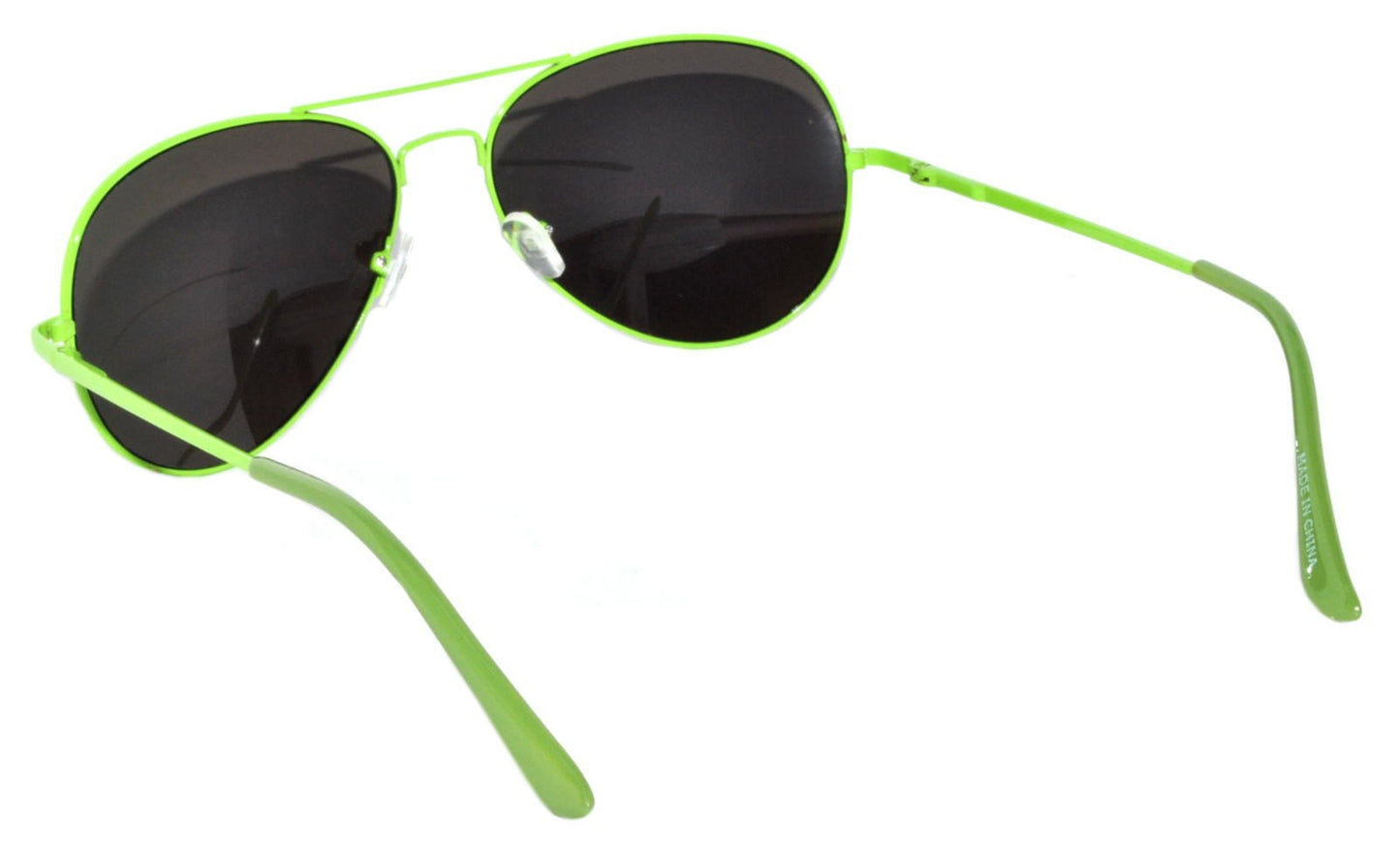 Classic Aviator Sunglasses Neon Green Metale Frame with Spring Hinge Blue Mirror Lens