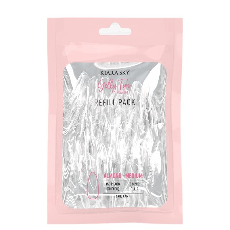 Kiara Sky Gelly Tips Refill Packs - Soak Off Soft Gels - Almond Shape (Medium Length) (Sizes 0, 1, 2) Beauty & Personal Care KIARA SKY