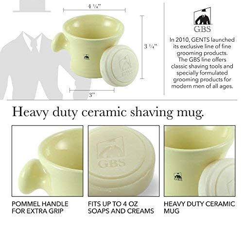 G.B.S Heavy Duty Ceramic Shaving Bowl/Mug Strong Pommel Handle -3 Oz All Natural Soap Included, Accessory for Soaps and Creams- for Wet Shave Lovers Beauty and Personal Care G.B.S