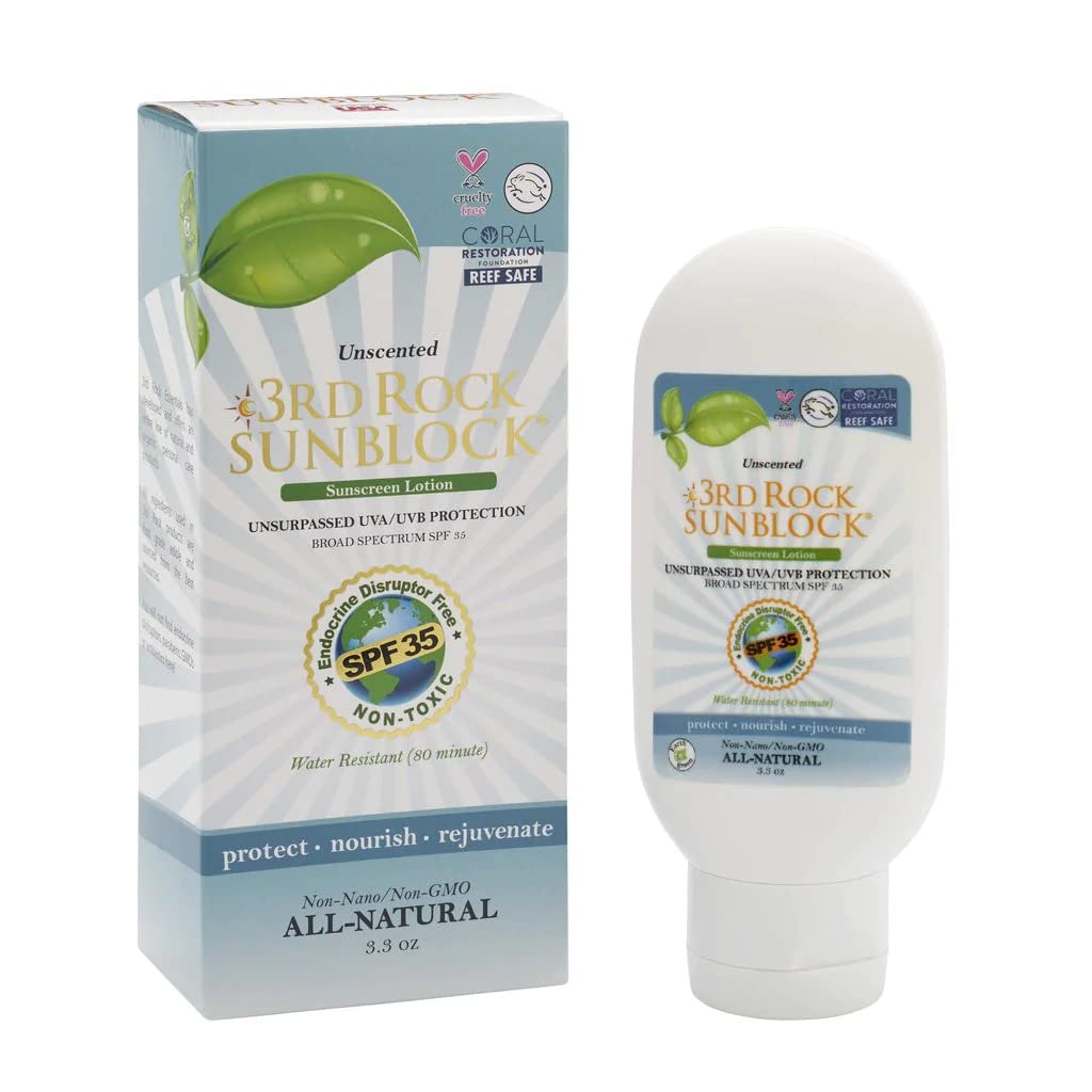3rd Rock Essentials | Sunblock® SunScreen Lotion SPF 35+ | All Natural Organic Zinc Unscented Sunscreen for Sun Protection | All Natural Personal Care