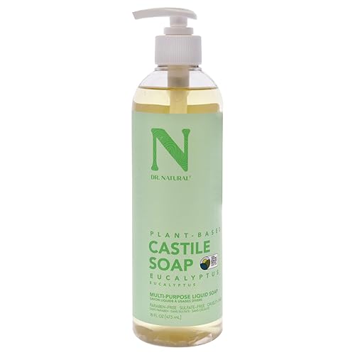 Dr. Natural Castile Liquid Soap - Multi-Use Body Wash, Shampoo and Face Wash - Hydrating Body Soap for Skin, Hair, Pets and Home - Eucalyptus - 16 oz