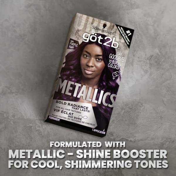 Got2b Metallics Permanent Hair Color, M64 Purple Night Charcoal