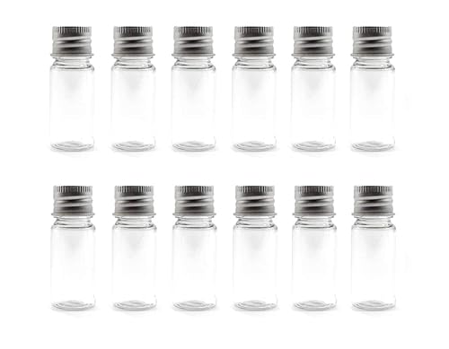 12Pcs 10ml/20ml Empty Refillable Clear Plastic Bottle with Aluminum Screw Cap Travel Small Container (10 ML)