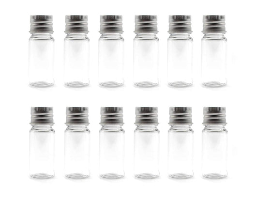 12Pcs 10ml/20ml Empty Refillable Clear Plastic Bottle with Aluminum Screw Cap Travel Small Container (10 ML)