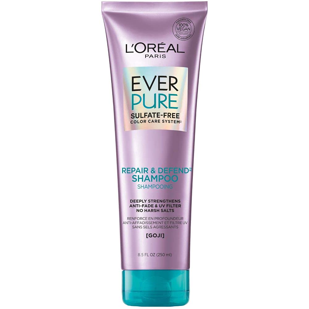 L'Oreal Paris EverPure Repair and Defend Sulfate Free Shampoo for Color-Treated Hair, Strengthens and Repairs Damaged Hair, with Goji, 8.5 Fl; Oz