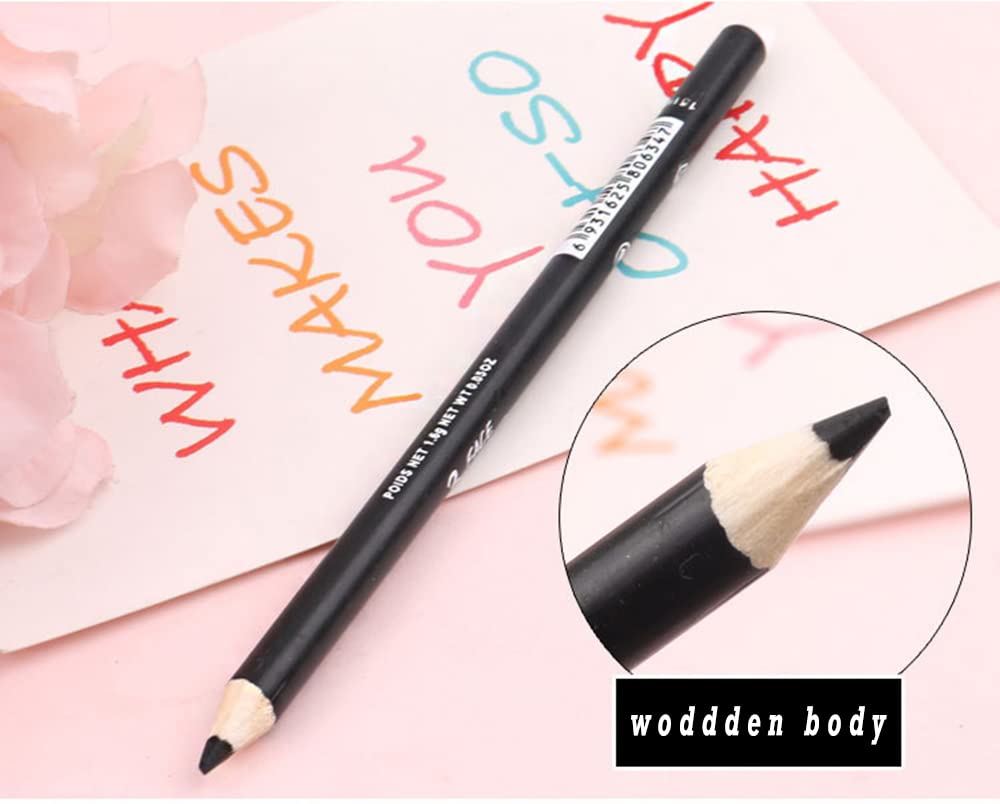 Black Eyeliner Pencil Set - 12 PCs Matte Silky Formulas Waterproof Eye Crayon Liners