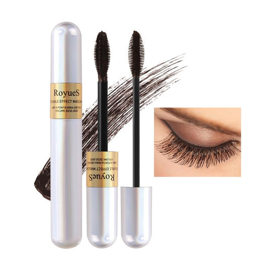 AKARY Mascara Waterproof & Smudge-Proof - 2-1 Long-Lasting Mascara Black Volumizing and Lengthening for Eye Makeup, Liquid Lash Extensions Mascara