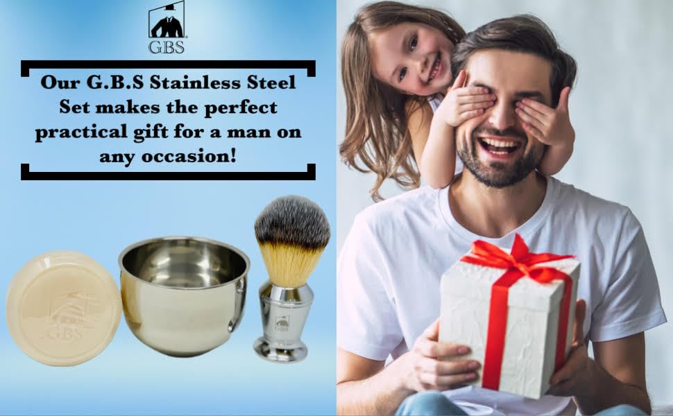 G.B.S Men's Wet Shaving Set - Chrome Synthetic Shaving Brush, Stainless Shaving Bowl with Natural Shaving Soap Beauty and Personal Care G.B.S