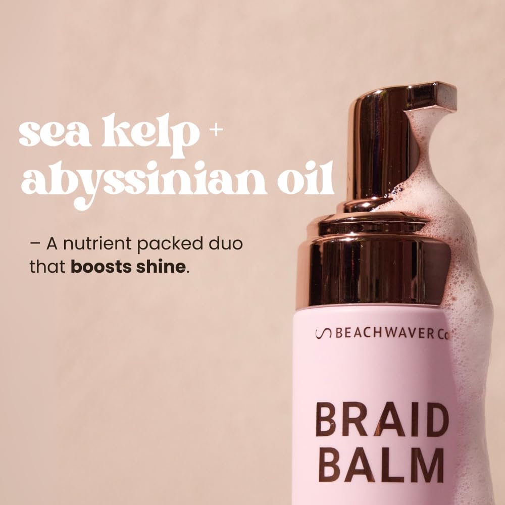 The Beachwaver Co. Braid Balm Pre-Braid Prep - Full Size (4 Fl Oz) | Frizz-Taming Primer Foam | Strengthen and Reduce Flyaways w/HiX Vegan Bond