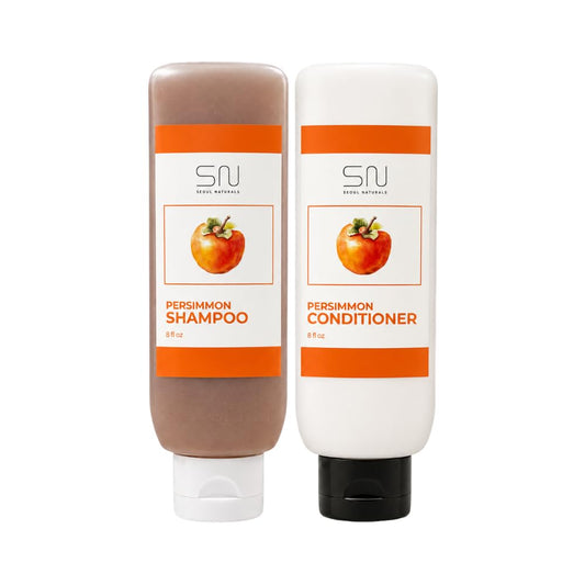 Seoul Naturals Persimmon Shampoo and Conditioner Set, Deodorizing and Nonenal Odor Eliminating, All Natural Ingredients, k beauty inspired, 16fl oz, 2