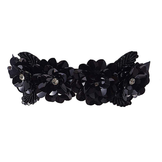 Ulalaza Sparking Rhinestone Crystal Women's Elastic Wide Skinny Waist Stretch Belt for Dress