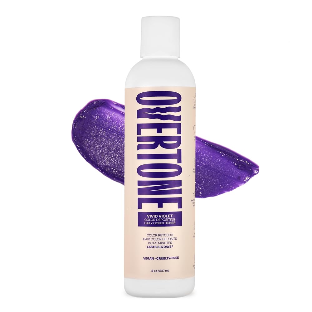 Overtone Daily Color Depositing Conditioner 8oz – Extreme Purple Vivid Violet, Refresh & Prevent Fading, Vegan, Cruelty-Free, with Shea & Coconut