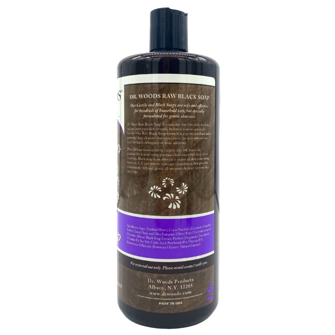 Dr. Woods Raw Liquid Black Soap, Body Wash for Men and Women, Gentle Exfoliant, Natural Cleanser for Face, Hands, and Body - 32 Fl Oz, Pack of 2 Beauty & Personal Care Dr. Woods