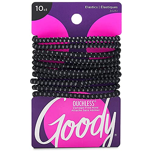 Goody Ouchless No Slip Hair Ties, 10 Ct, Black, 4MM Rubber Bands, SlideProof, Pain-Free Styling Accessories for Women & Men, Made for Long-Lasting Beauty and Personal Care GOODY Default Title